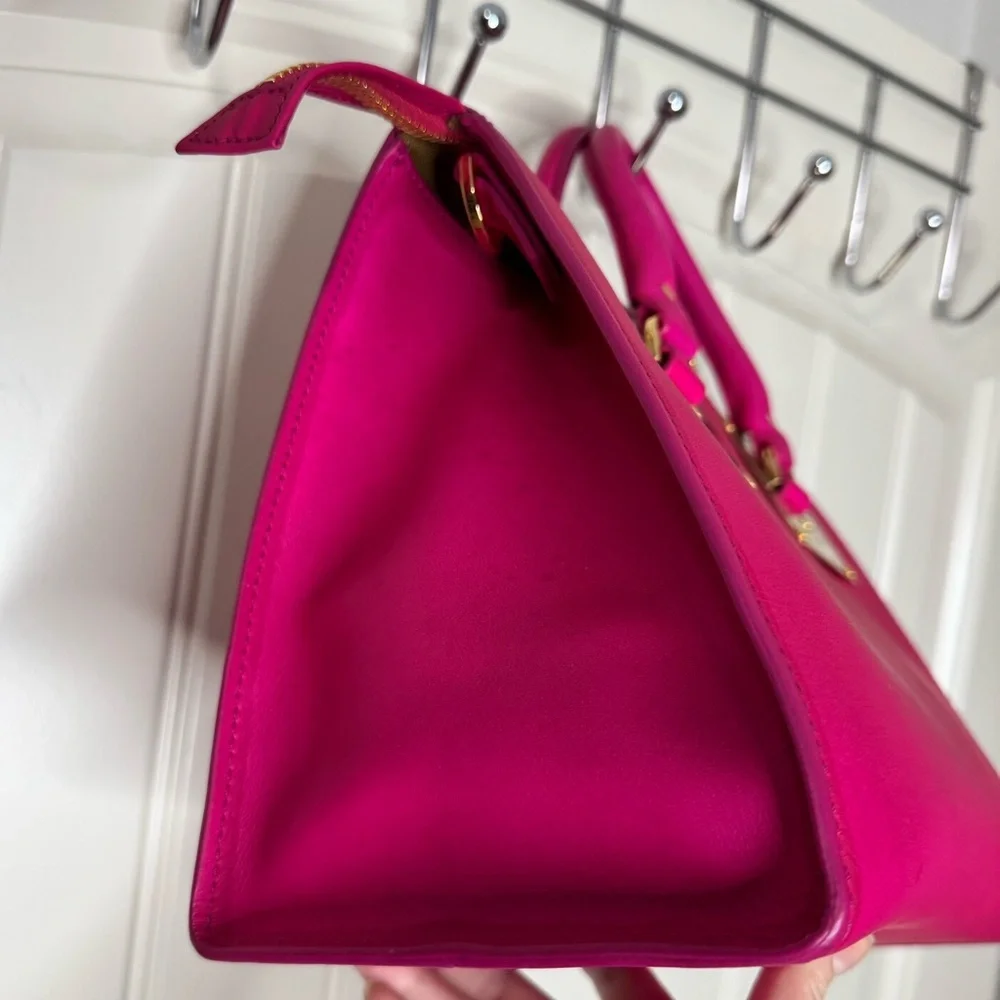 SOPHIE HULME 💖 Albion Square Satchel - Hot Magenta Pink, Gold Hardware - 9x12”